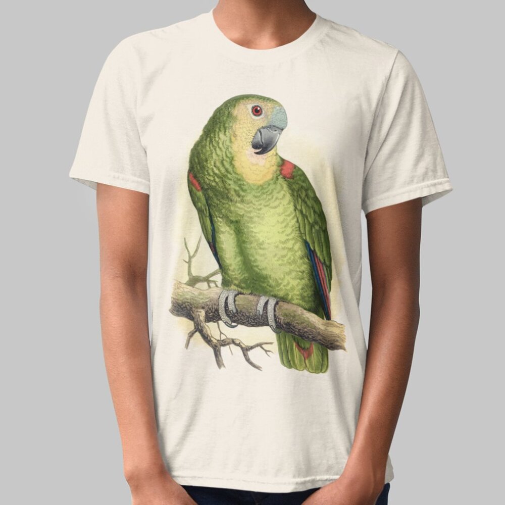 Bluestreaked Lory Vintage Parrot Print Short Sleeve Graphic Tee T-shirt S M L XL